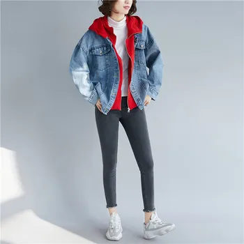 2019 nové módne Bude jeseň a zimu tenké šitie jean bunda cena voľné veľké metrov