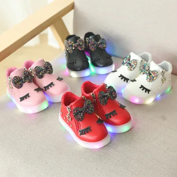 2019 nové štyri ročné obdobia princezná dievčatá topánky, elegantné zips LED obuv roztomilé dieťa športová obuv