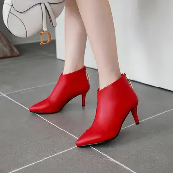 2019 zimné nová žena pohodlné topánky na vysokom opätku dámy bodce ženy členková obuv sexy vysokým podpätkom veľké topánky veľkosť 43