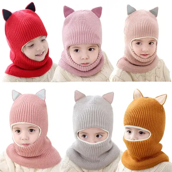 2020 baby girl zimné klobúk teplé a velvet Pletené Čiapky Spp Deti Kukla Masky, Čiapky Dievčatá Chlapci Pletené Čiapky Dievča, Chlapec Kapoty Deti Čiapky & Čiapky