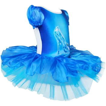 2020 Dievčatá Modré Crystal Topánky Tlač Baletné Šaty Dievčatá Balet Tanečné Šaty Strany Maškarný Kostým súťaž: Cosplay Balet Tutu Šaty SZ 2-10