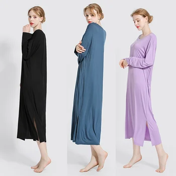 2020 Hot Salling Šaty Tehotné Ženy Voľné Modálne Nightdress Tehotné Ženy Dlhým rukávom Šaty Veľké Veľkosti, Dlhé Nočné Šaty