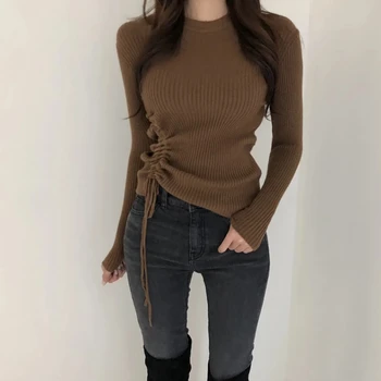 2020 jesenné a zimné nové dámske pletené sveter pulóver dlhým rukávom dámske top