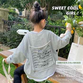 2020 jeseň/zima nové dievča sveter kórejská verzia voľné pulóver patch vytlačené dlhým rukávom top