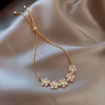 2020 Kórea Hot Predaj Módne Šperky Micro Vykladané Zirkónia Kvet, Hviezda Náramok Nastaviteľné Každodenné Náramok pre ženy