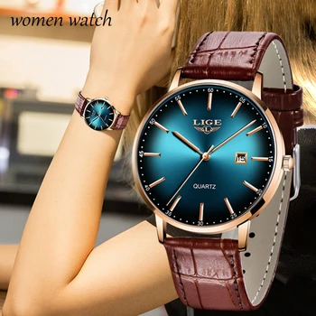 2020 LIGE Luxusné Dámske Hodinky Ženy Nepremokavé Rose Gold Steel Remienok Ženy Náramkové hodinky Top Značky Náramok Hodiny Relogio Feminino