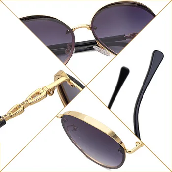 2020 Luxusný Dizajn Značky Diamond vložkou okrúhle slnečné Okuliare Módne Okuliare Ženy Kolo Retro slnečné Okuliare Strany Žien in Populárne