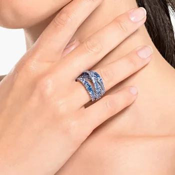 2020 Módne Šperky Vysokej Kvality SWA, Kúzlo Špirála Twisted Crystal Krúžok, Romantický Darček pre Ženy s Multi-vrstvou Krúžok