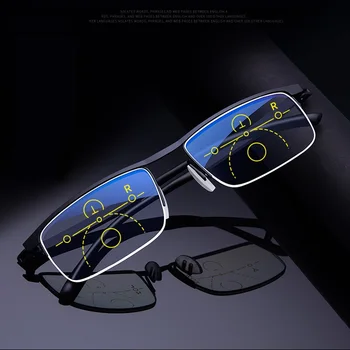 2020 nová Progresívna Multifokálna Okuliare na Čítanie Muži Ženy Anti Modrá UV Presbyopic Okuliare Pol Rám Automatické Nastavenie