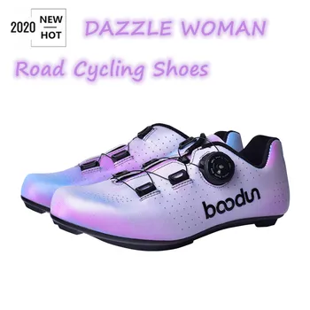 2020 Nové cestné cyklistické topánky žena profesionálny cestný bicykel bicykel tenisky oslniť farba ultralight priedušná self-locking topánky