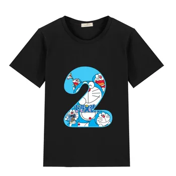2020 Nové Dieťa Doraemon Bavlna Happy Birthday Číslo 1-9 Roztomilý Tričko Pre Chlapcov A Dievčatá 2 4 6 8 10 12T