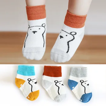 2020 Nové Jeseň Dieťa Non Slip Ponožky Prúžok Dot Batoľa Dievčatá Chlapci Pletené Ponožky Cartoon Zimné Baby Girl Veci 0-3 Rok