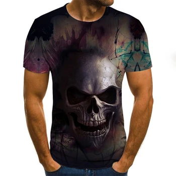 2020 nové Letné Lebky vzor tlač tričko zábava Muži T-shirt hip-hop oblečenie-krátke sleeve T-shirt street oblečenie 3d tlačených topy