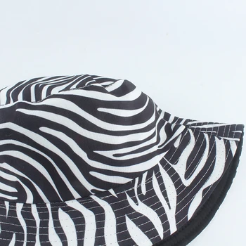 2020 Nové Módne Letné Čierna Biela Zebra Pruhované Tlač Vedro Klobúky Reverzibilné Rybár, Čiapok Pre Ženy, Mužov, Panama Gorras