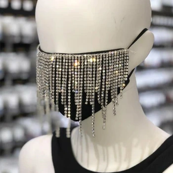 2020 Nové Módy Sexy Lesklý Drahokamu Maska Strapec Tvár, Ústa Šperky Pre Ženy, Svadobné Nočný Klub Dekorácie Zábavné Príslušenstvo