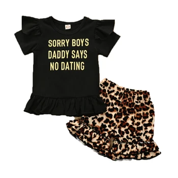 2020 NOVÉ Novorodenca Deti Dievča 2ks Letné Oblečenie Krátky Rukáv T-shirt Topy+Leopard Tlač Nohavice Šortky Oblečenie, Oblečenie