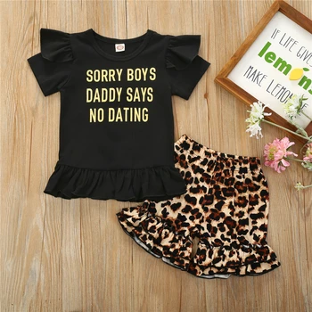 2020 NOVÉ Novorodenca Deti Dievča 2ks Letné Oblečenie Krátky Rukáv T-shirt Topy+Leopard Tlač Nohavice Šortky Oblečenie, Oblečenie