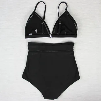 2020 nové sexy plavky, Bikiny, čierna vintage tlač, vysoký pás, pull-spolu dámske Bikiny, plavky pre ženy