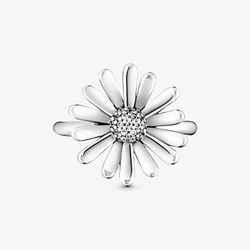 2020 Nový Príchod S925 Mincový Striebro Daisy Kvet Prstene pre Ženy Zapojenie Šperky Výročie Darček