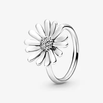 2020 Nový Príchod S925 Mincový Striebro Daisy Kvet Prstene pre Ženy Zapojenie Šperky Výročie Darček