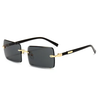 2020 Obdĺžnik Vintage Módne Slnečné Okuliare Bez Obrúčok Ženy Slnečné Okuliare Gradient Objektív Značky Dizajnér Oculos De Sol Feminino