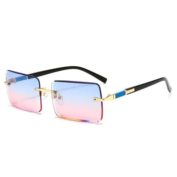 2020 Obdĺžnik Vintage Módne Slnečné Okuliare Bez Obrúčok Ženy Slnečné Okuliare Gradient Objektív Značky Dizajnér Oculos De Sol Feminino