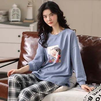 2020 Pyžamo Nastaviť nosenie vo Voľnom čase Žien Pyžamá Ženy Sleepwear Noc vyhovovali Domov Nosiť Ženy v Lete Cartoon Odev
