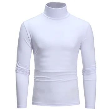 2020 vysokej krku dlhým rukávom T-shirt mužov 7-farba all-zápas pevný farebný pulóver klesnutie tričko mužov oblečenie