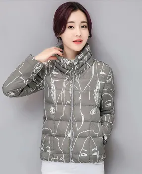 2020 Zimné Oblečenie Novej kórejskej Verzii Slim Vzor Žien Dole Bavlna Kabát Bavlna-Čalúnená Bunda Módne Bežné Hrubé Bundy