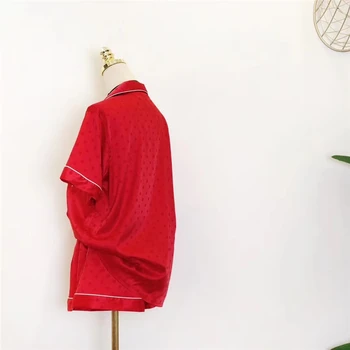 2021 Letné Dámske Pyžamo Reálne Hodvábny Satén Textílie-Krátke rukávy Domov Šortky Služby dvojdielne dámske Bežné Nosenie Večerné Nosenie
