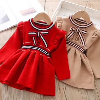 2021 nové Dievčenské Šaty na Jeseň jar Šaty Deti Pletené Šaty pre Dievčatá Leopard Crystal Winte Sveter Šaty Batoľa Šaty