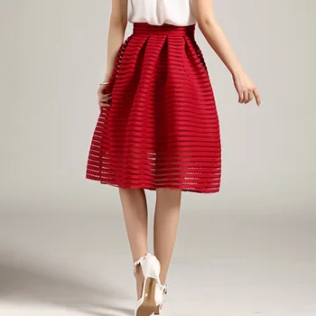 2021 Veľké Veľkosti, Letné Štýl Vintage Sukne Pevné Červené Ženy Sukne Bežné Duté sa načechraný Skladaný Žena plesové Šaty, dlhé sukne