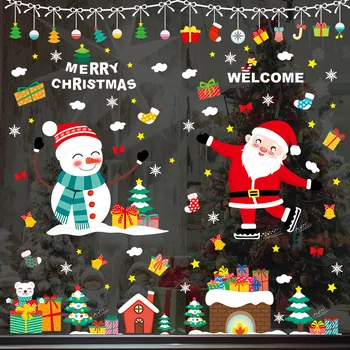 2021 Vianočné Dekorácie Statické Nálepky, Nálepky len pre Windows Sklenené Dlaždice Vianočné Vločky Nálepky na Nový Rok Domova