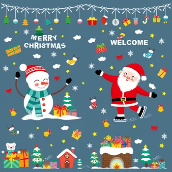 2021 Vianočné Dekorácie Statické Nálepky, Nálepky len pre Windows Sklenené Dlaždice Vianočné Vločky Nálepky na Nový Rok Domova