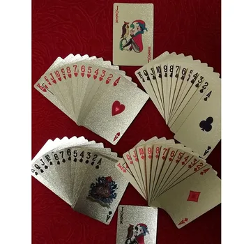24K Striebro Hracie Karty Paluby Strieborné Fólie Poker Nastaviť Magic Card Trvanlivé Nepremokavé Hra Karty Euro AMERICKÝ Dolár Dizajn Poler Karty
