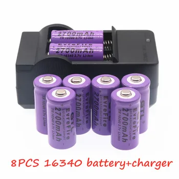 2700mAh Nabíjateľná 3,7 V Li-ion 16340 Batérie CR123A Batérie, LED Baterka Cestovné Stenu Charger16340 CR123A Batérie