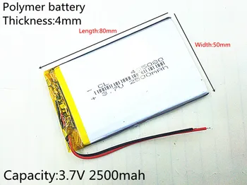 3,7 V 2500mAh 405080 Lithium Polymer Li-Po li ion Nabíjateľnú Batériu buniek Pre Mp3 MP4 MP5 GPS, PSP, mobilné bluetooth