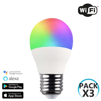 3 Pack sférické LED žiarovky Smart WiFi E27 5W Equi.35W 470lm RGBWW stmievateľné prostredníctvom Smartphone/APP 25000H 7hSevenOn Domov