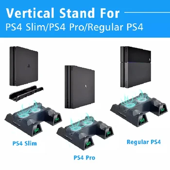 3 v 1 Pre PS4/PS4 Slim/PS4 PRO Zvislý Stojan S dvojitým Radič Nabíjačku Stanice Hry Pre Sony Playstation 4 Chladiaci Ventilátor