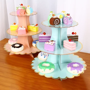 3-Vrstvový Okrúhly Papierový Košíček Strom Stojí Cupcake Obaly Dekorácie Cupcake Stojan Pre Svadby, Narodeniny, Party Dekor Dodávky