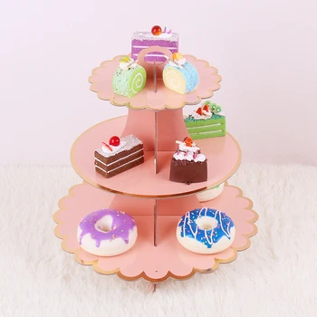 3-Vrstvový Okrúhly Papierový Košíček Strom Stojí Cupcake Obaly Dekorácie Cupcake Stojan Pre Svadby, Narodeniny, Party Dekor Dodávky