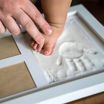 3 časť Drevené Starostlivosti o Dieťa Non-Jedovaté Dieťa Photo frame DIY Handprint Stopu Odtlačok Súprava Baby Suvenírov Odlievanie Tlač Novorodenca