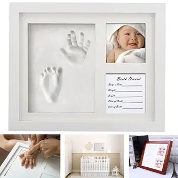 3 časť Drevené Starostlivosti o Dieťa Non-Jedovaté Dieťa Photo frame DIY Handprint Stopu Odtlačok Súprava Baby Suvenírov Odlievanie Tlač Novorodenca