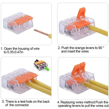 30/35/40/45/50pcs univerzálny kábel vodič 222 zadajte rýchlo domácnosti kompaktný drôt spojenie push-v radovej PCT-212