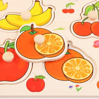 30 CM Drevené Puzzle Skladačka Hračky Pre Deti Dreva Cartoon Zvierat, ovocia, zeleniny, Hádanky Inteligencie Deti Skoro Vzdelávacie Hračky