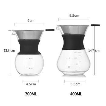 300/400 ml Sklo Coffee Pot Dripper Moka Čaj Maker Percolator Espresso Barista Príručka Kanvica Kanvicu S Nerez Filter