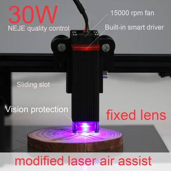 30W Laser Rytec Modul Auta 8pcs Pevným Objektívom Laser Cutter Head Set s Modrým Laserová Dióda TTL pre NEJE Master Series / Arduino