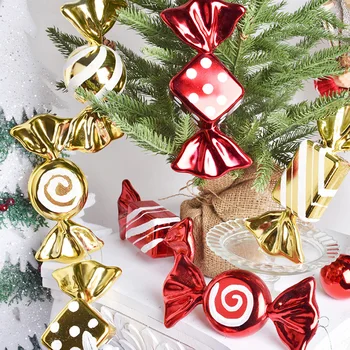 32 cm Veľké candy prívesok, Vianočné dekorácie, svadobné dekorácie, červené a biele maľované zlato dekorácie Domáce dekorácie