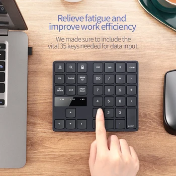 35 Kľúče, Mini Digitálny Keyboard Nabíjateľná 2,4 GHz Bezdrôtová Číselná Klávesnica Num pre Účtovné Teller Notebook Notebook Tablety
