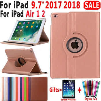 360 stupeň Rotujúce Kožené puzdro Smart Cover obal pre Apple iPad Vzduchu Vzduchu 1 2 5 6 Nový iPad 9.7 2017 2018 5. 6. Generácie